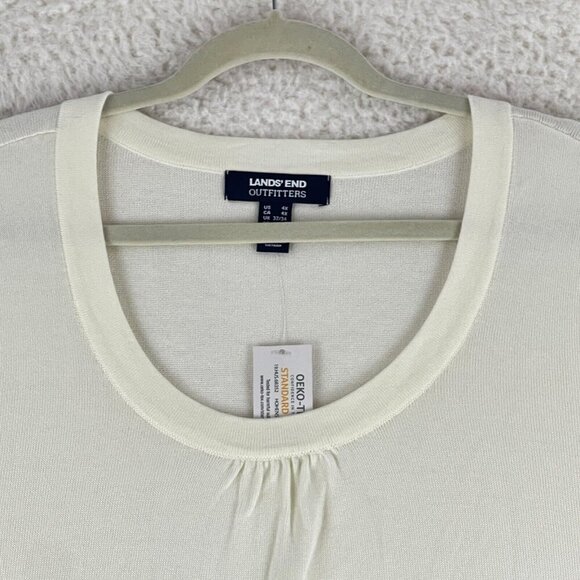 Lands' End Outfitters Ivory Short Sleeve Knit Shirt Womens Pullover Size 4X - Picture 3 of 16